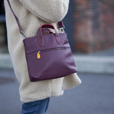burgundy crossbody bag in vegan leather